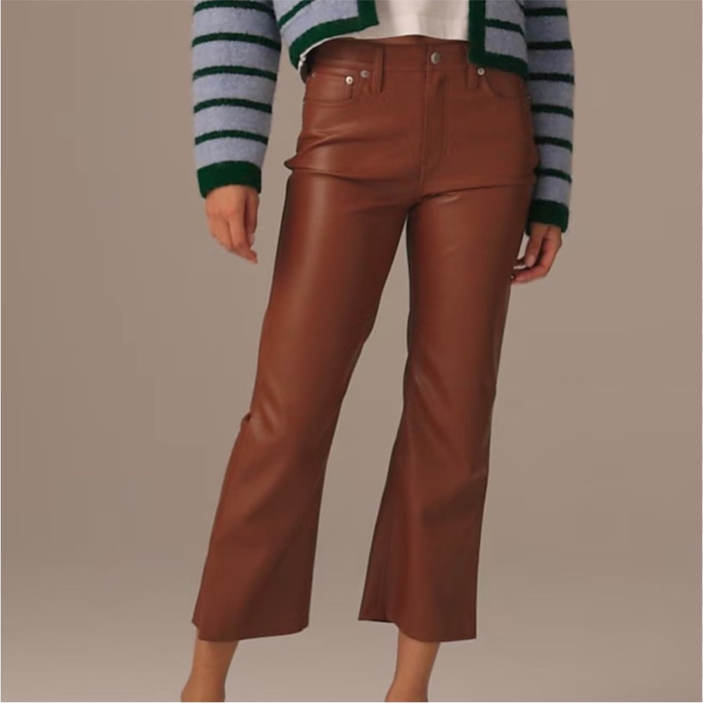 J. Crew slim wide leg faux leather pants - Picture 1 of 7